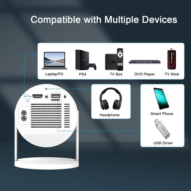 **Proyector Portátil XBJ Mini 4K: Wifi, Bluetooth y Control Inteligente**