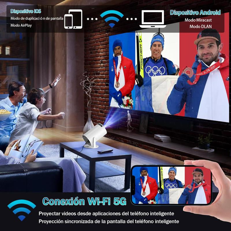**Proyector Portátil XBJ Mini 4K: Wifi, Bluetooth y Control Inteligente**