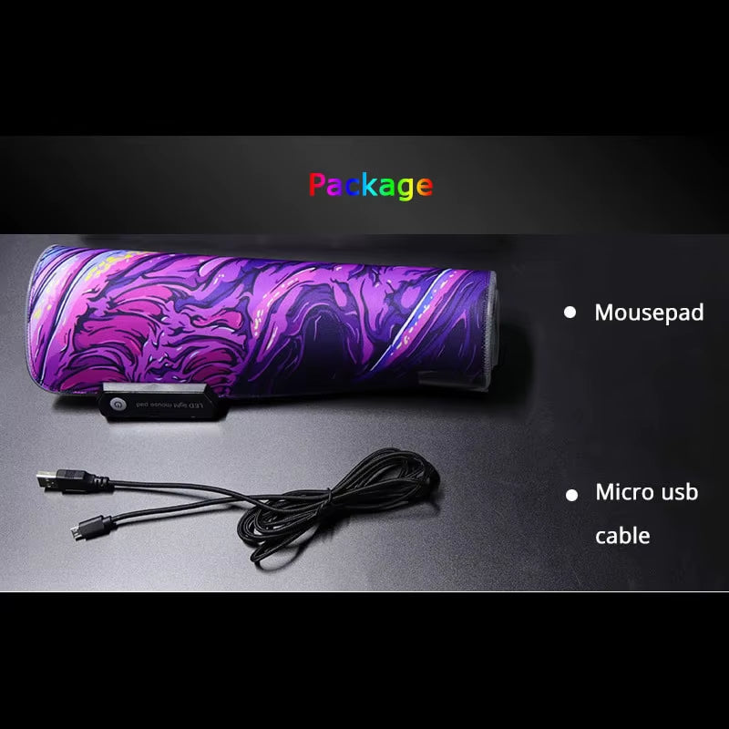 Alfombrilla de ratón RGB rosa para gaming – Tapete con retroiluminación LED, base antideslizante y diseño grande para teclado y portátil