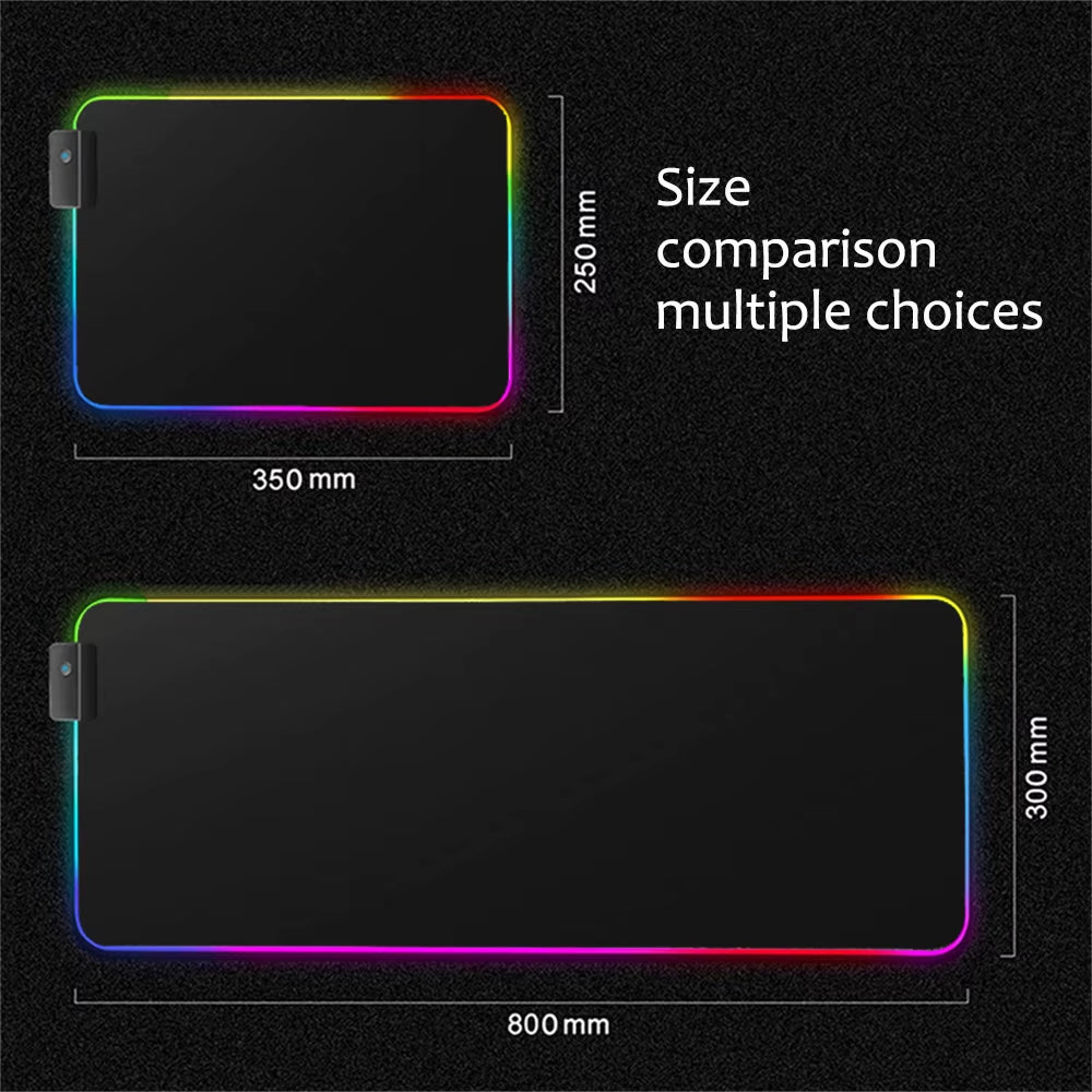 Alfombrilla de ratón RGB rosa para gaming – Tapete con retroiluminación LED, base antideslizante y diseño grande para teclado y portátil