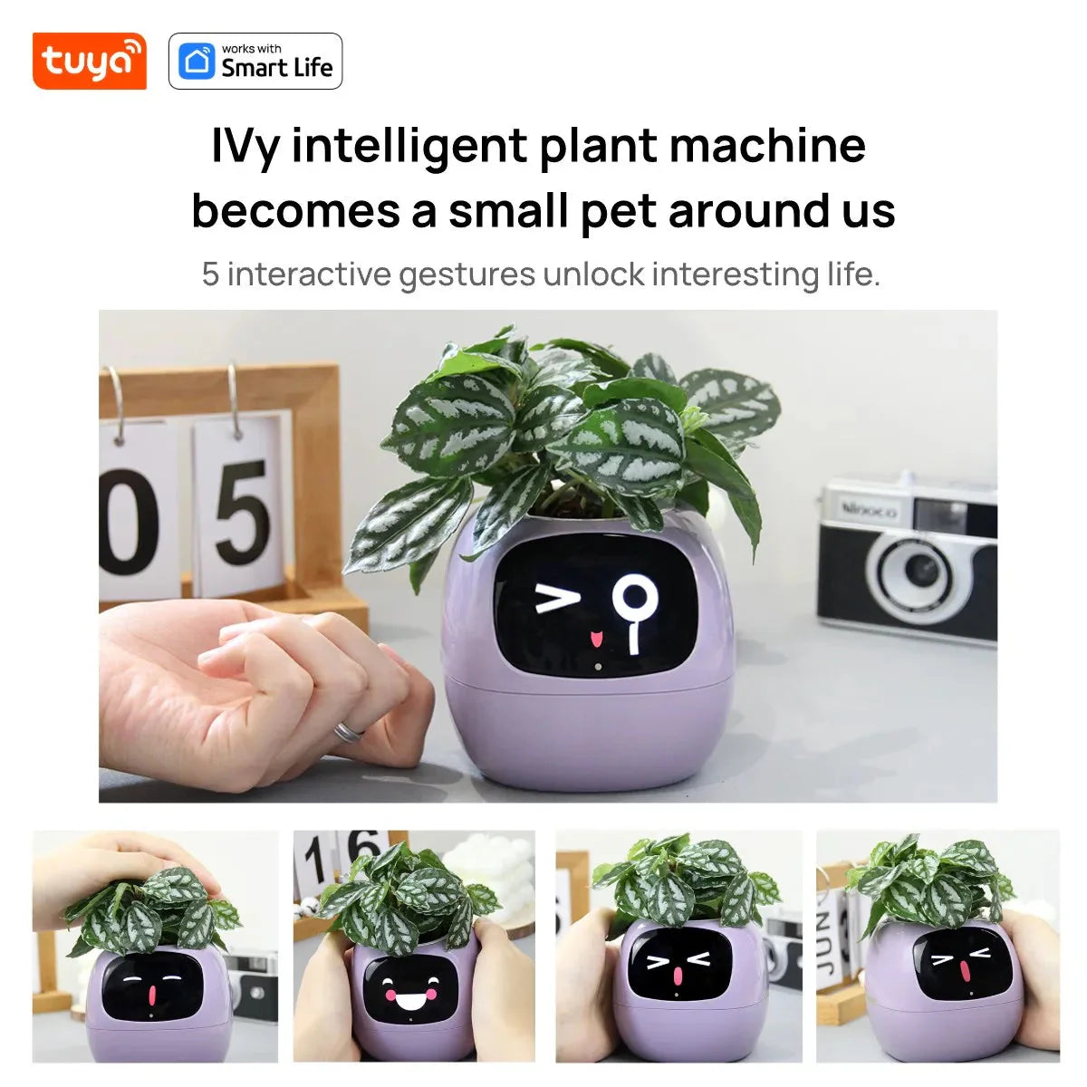 Tuya Ivy Smart Planter – Maceta inteligente con 7 sensores, chips AI y más de 49 expresiones para un cuidado de plantas fácil y divertido