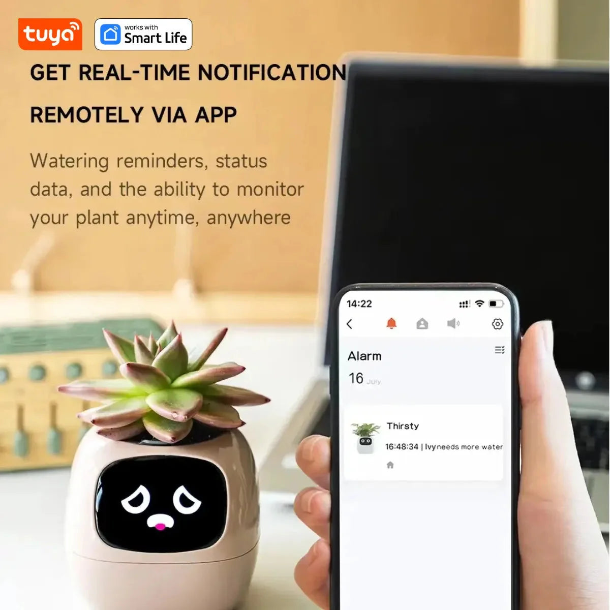 Tuya Ivy Smart Planter – Maceta inteligente con 7 sensores, chips AI y más de 49 expresiones para un cuidado de plantas fácil y divertido
