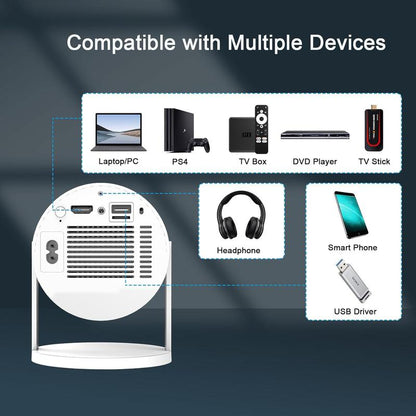 **Proyector Portátil XBJ Mini 4K: Wifi, Bluetooth y Control Inteligente**