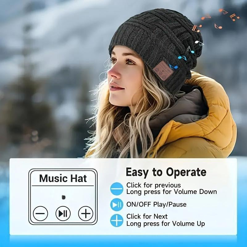 Gorro Bluetooth con Auriculares Inalámbricos | Gorro de Punto Grueso con Forro Polar – Calor, Música y Comodidad en Invierno