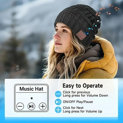 Gorro Bluetooth con Auriculares Inalámbricos | Gorro de Punto Grueso con Forro Polar – Calor, Música y Comodidad en Invierno