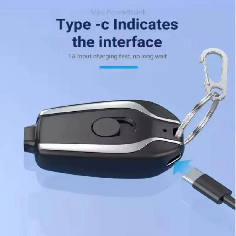 1500Mah Mini Keychain Power Bank Emergency Portable Charger Compatibility for Iphone Samsung Xiaomi Small Size Powerbank
