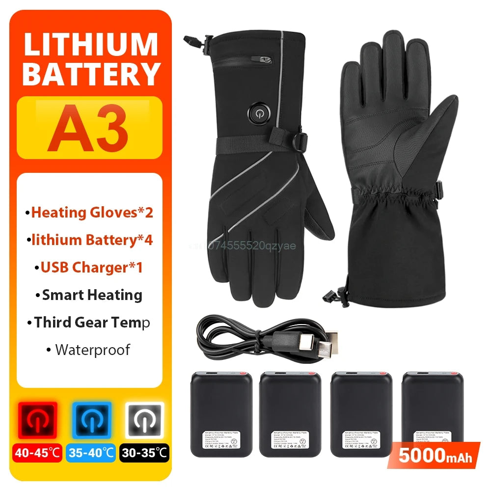 Guantes Calefactables para Moto y Esquí – Impermeables, Táctiles y con Batería USB Recargable