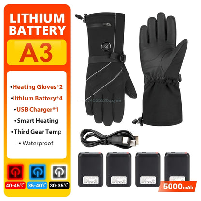 Guantes Calefactables para Moto y Esquí – Impermeables, Táctiles y con Batería USB Recargable