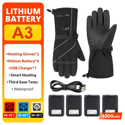 Guantes Calefactables para Moto y Esquí – Impermeables, Táctiles y con Batería USB Recargable