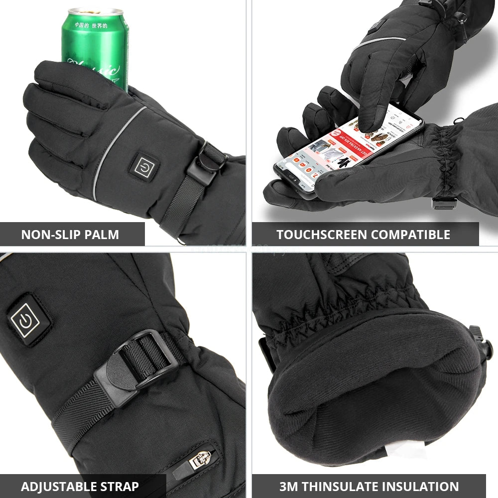 Guantes Calefactables para Moto y Esquí – Impermeables, Táctiles y con Batería USB Recargable