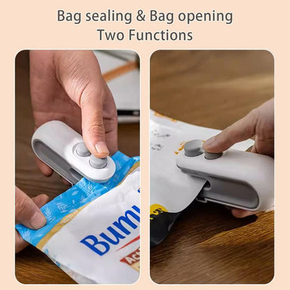 Selladora de Bolsas Portátil 2 en 1 – Mantén tu Comida y Snacks Siempre Frescos, Recargable por USB