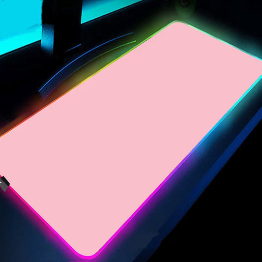Alfombrilla de ratón RGB rosa para gaming – Tapete con retroiluminación LED, base antideslizante y diseño grande para teclado y portátil