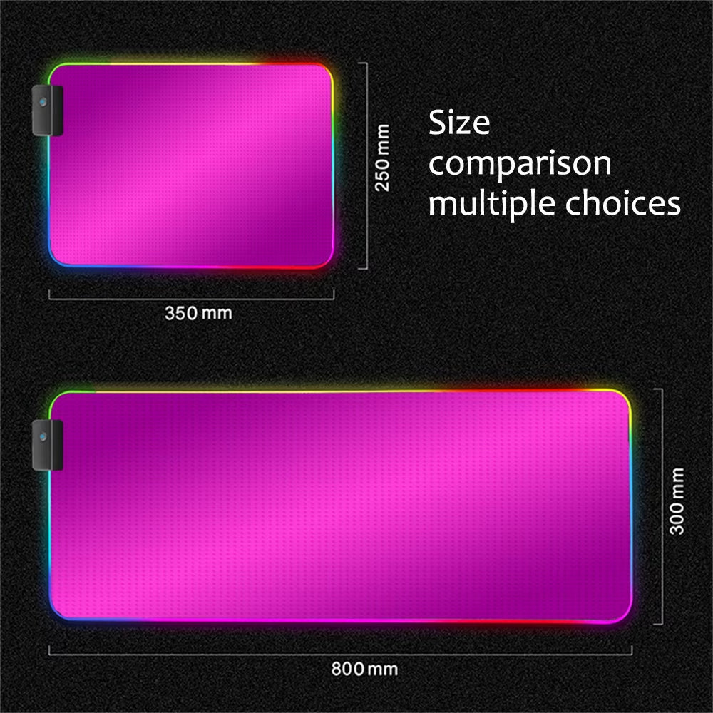 Alfombrilla de ratón RGB rosa para gaming – Tapete con retroiluminación LED, base antideslizante y diseño grande para teclado y portátil