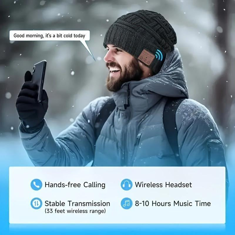 Gorro Bluetooth con Auriculares Inalámbricos | Gorro de Punto Grueso con Forro Polar – Calor, Música y Comodidad en Invierno