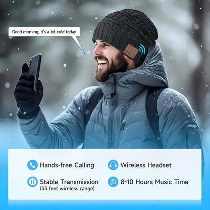 Gorro Bluetooth con Auriculares Inalámbricos | Gorro de Punto Grueso con Forro Polar – Calor, Música y Comodidad en Invierno